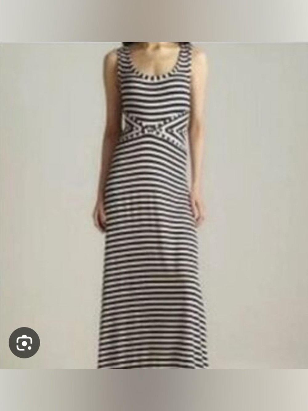 Matty M Black and White Sleeveless rayon Halter Sheath Maxi Dress